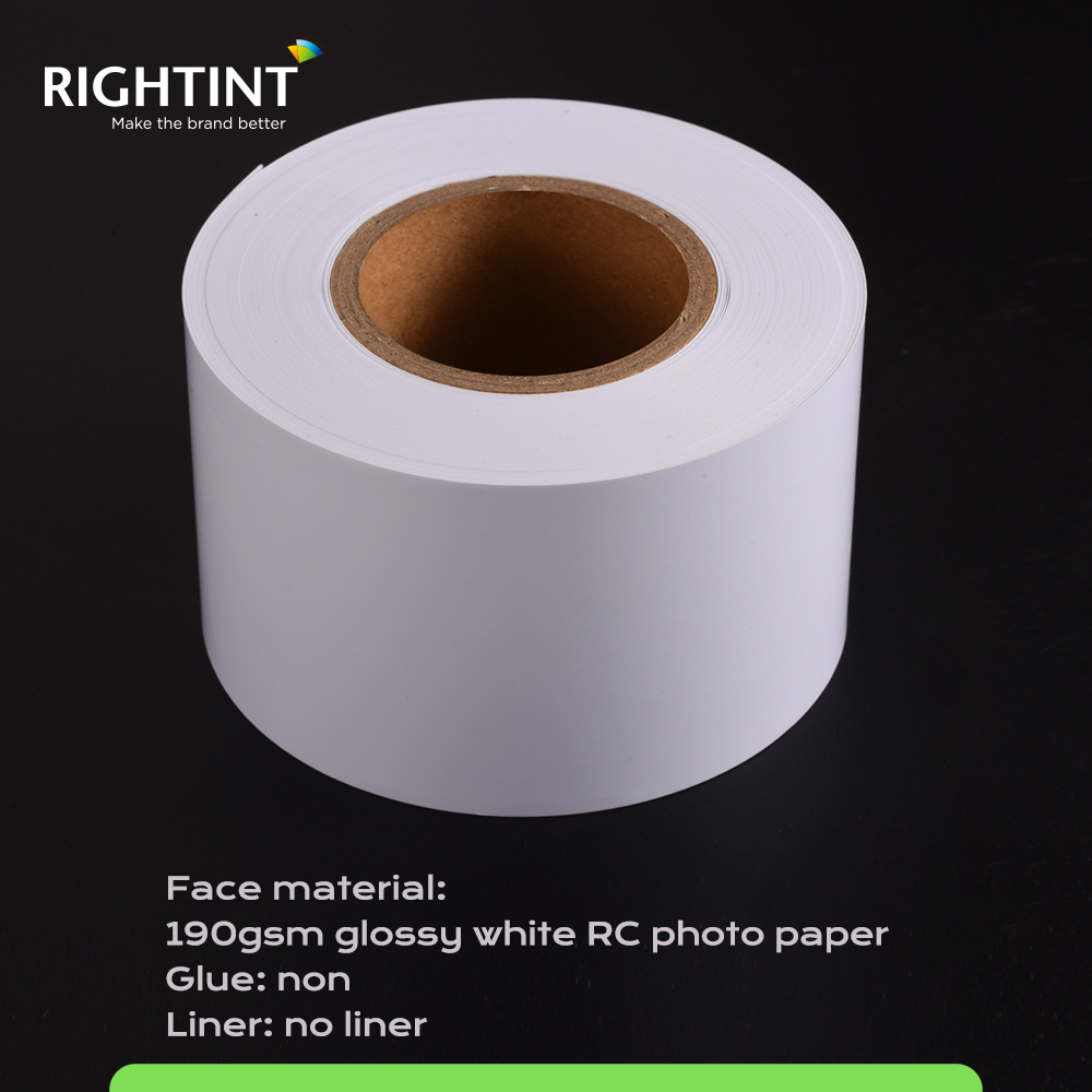Rightint Self Adhesive Inkjet Glossy White RC Photo Paper For Printer